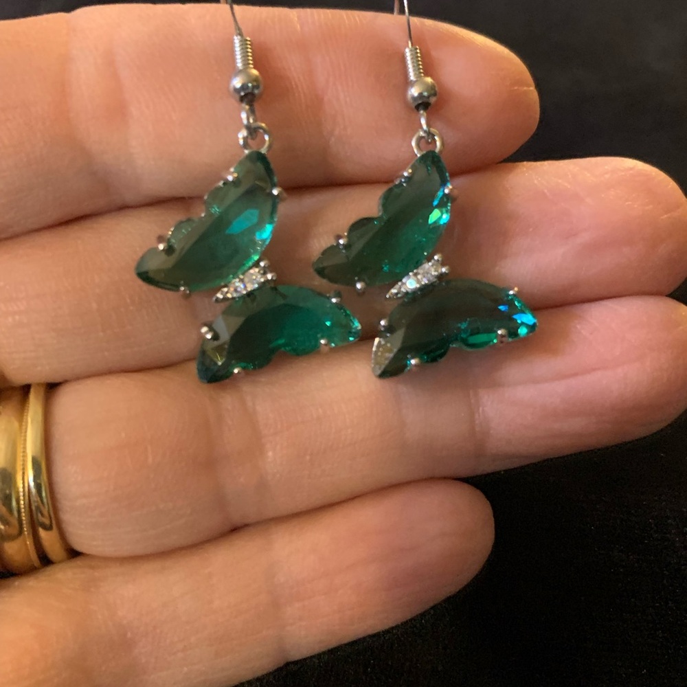 Elegant Green Butterfly Earrings